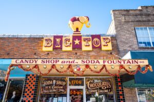big top candy shop, one of the best shops on south congress austin, as seen from the outside